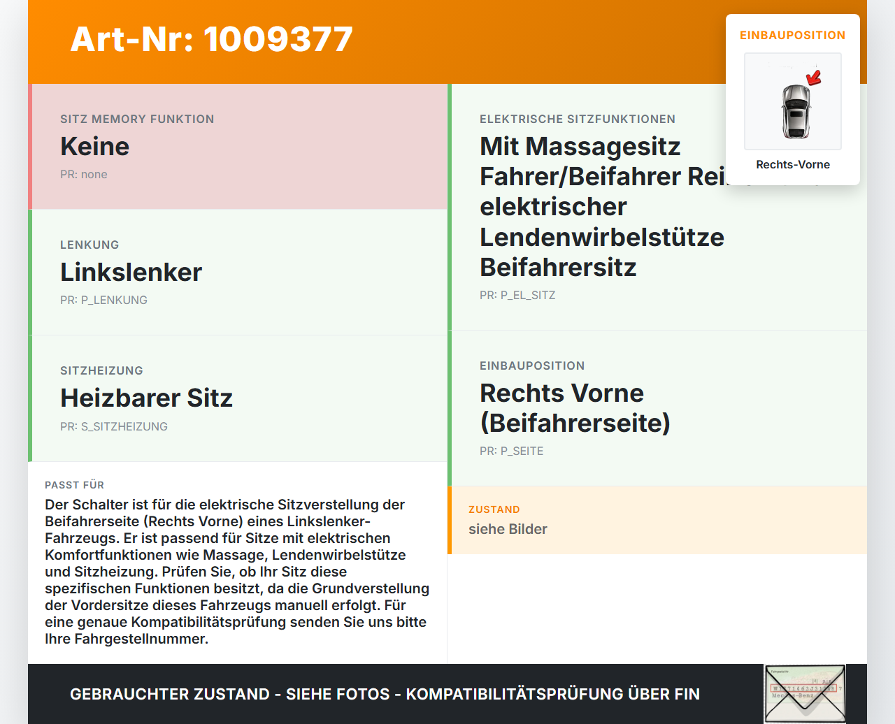 Citroen C4 Picasso II 13-22 Schalter für Elektrische Sitzverstellung Rechts Vorne Citroen C4 Picasso II 13-22... Vorschau 3