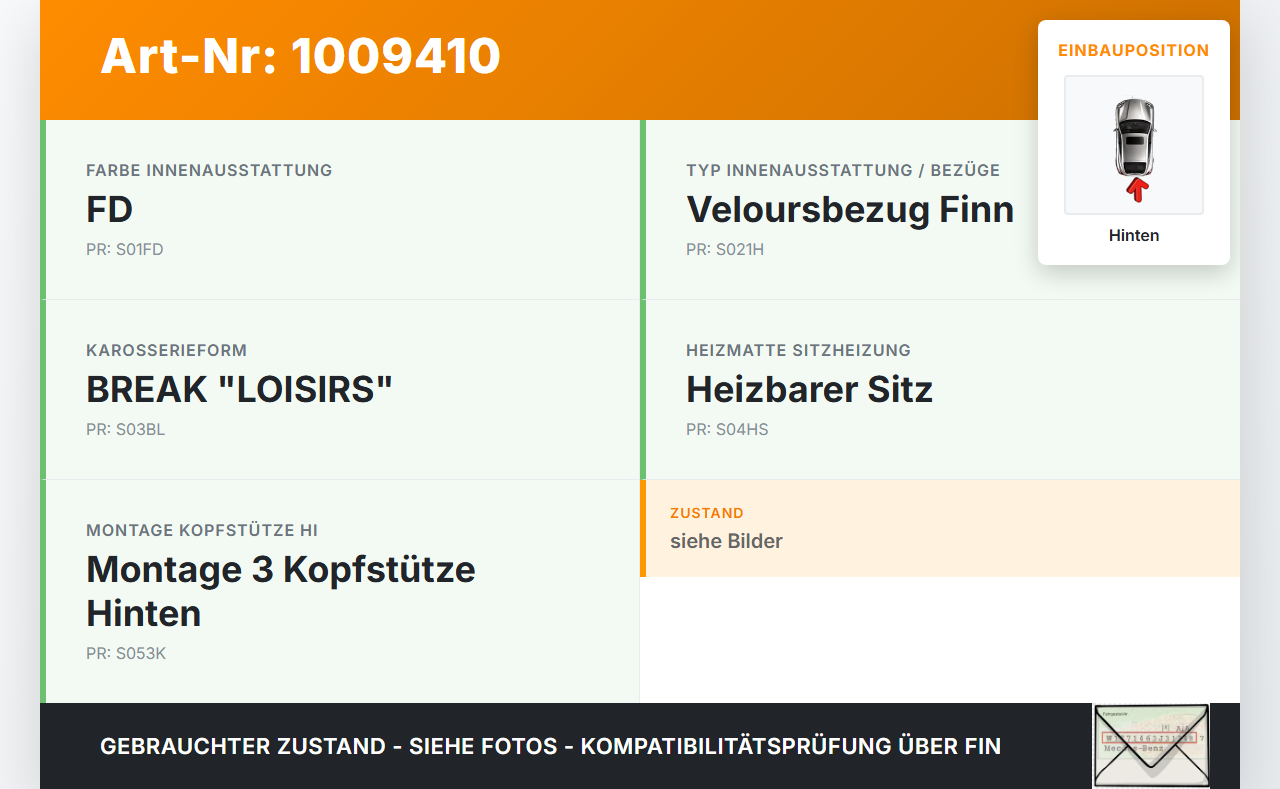 Citroen C4 Picasso II 13-22 Kombi Sitzbezug Rückenpolster Mitte Hinten für Rücksitzbank Citroen C4 Picasso II 13-22... Vorschau 3