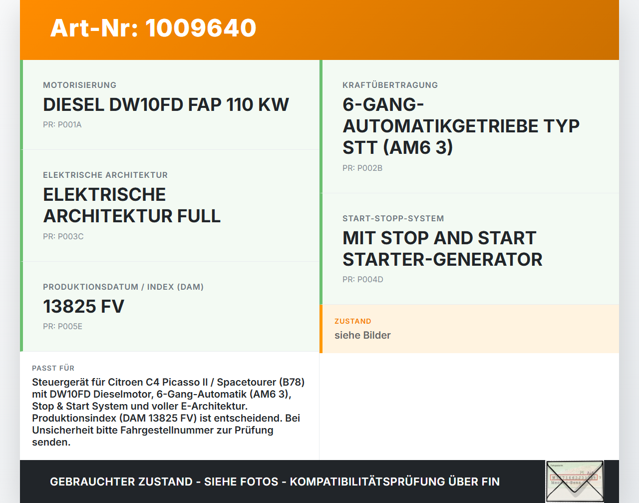 Citroen C4 Picasso II 13-22 Steuergerät ECU Modul AL-BEMP CEM00 Citroen C4 Picasso II 13-22 08.10.2014 9818159980... Vorschau 3