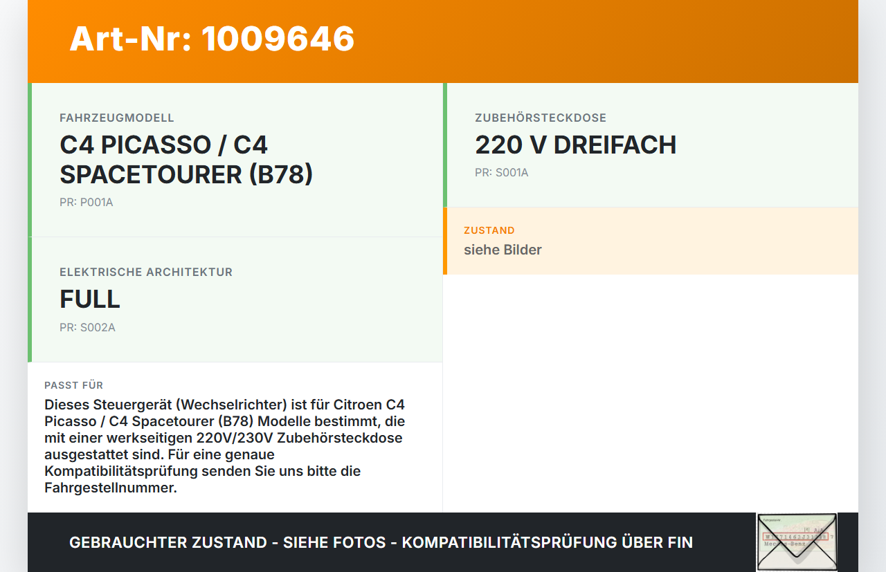 Citroen C4 Picasso II 13-22 Steuergerät ECU Modul SG Wechselrichter Inverter für Board DC Steckdose 230V Citroen C4... Vorschau 3