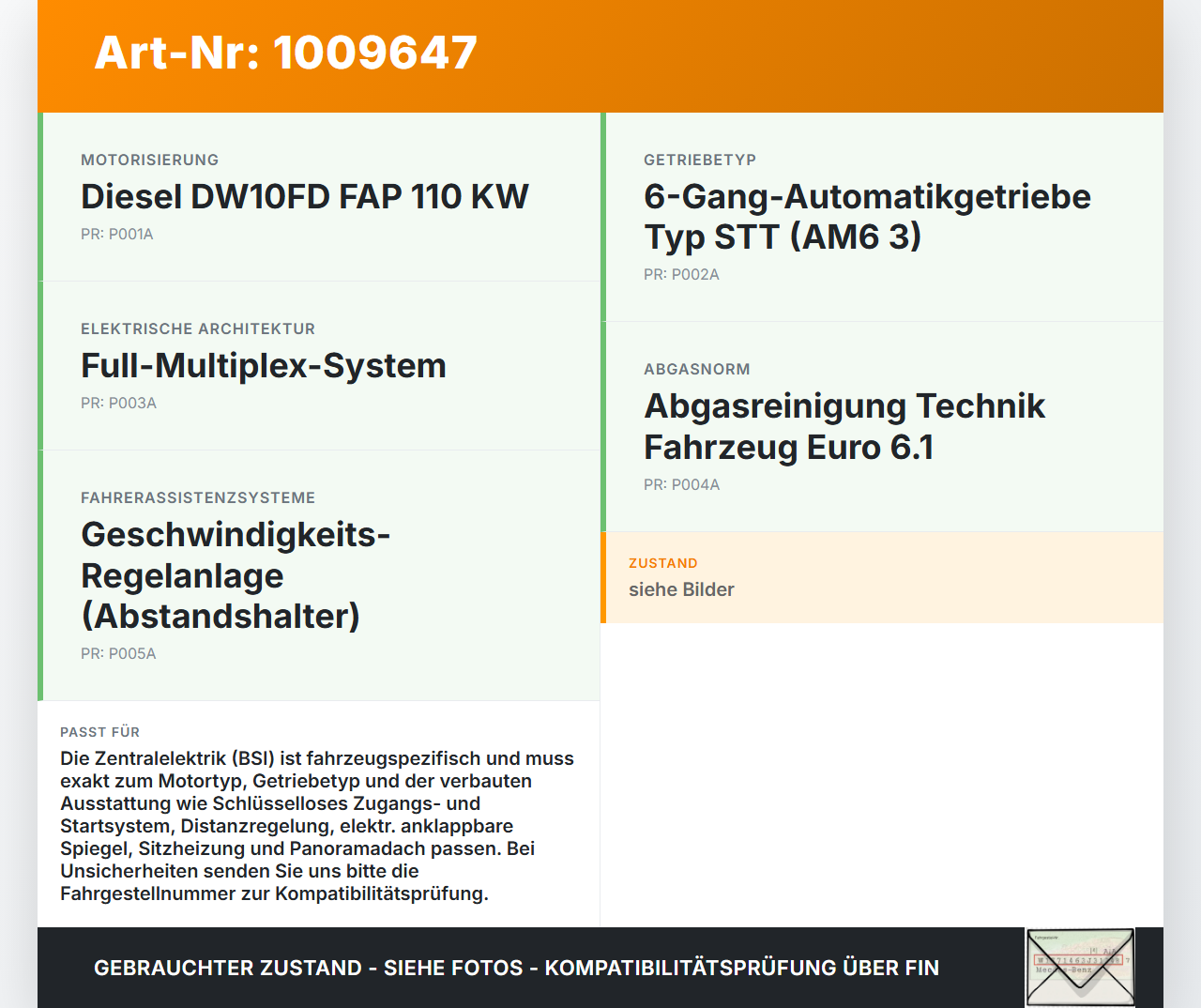 Citroen C4 Picasso II 13-22 HDI 2,0 110KW Sicherungskasten Zentralelektrik BSI SG Citroen C4 Picasso II 13-22... Vorschau 3