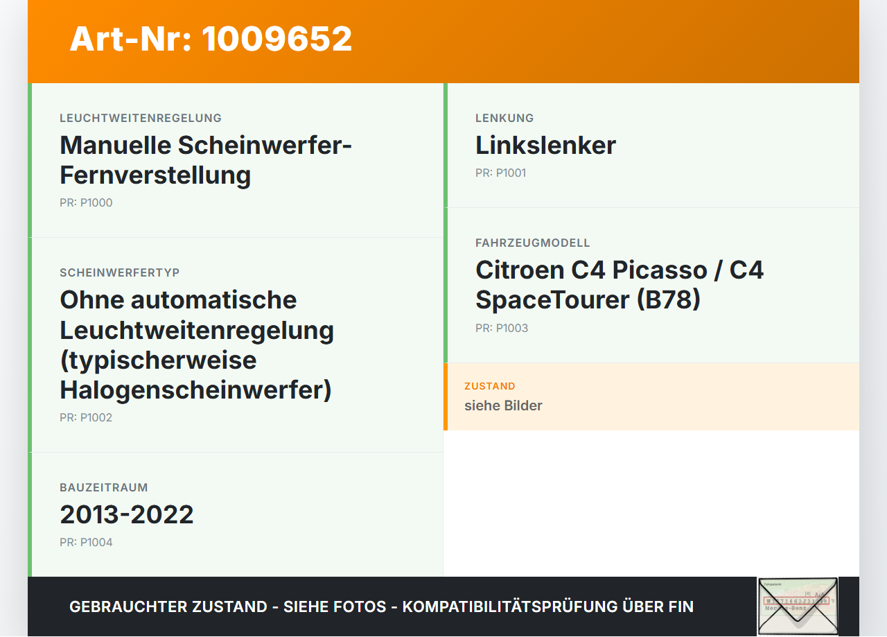 Citroen C4 Picasso II 13-22 LWR Schalter Leuchtweitenregler Citroen C4 Picasso II 13-22 08.10.2014 9638442277 gebraucht Vorschau 3