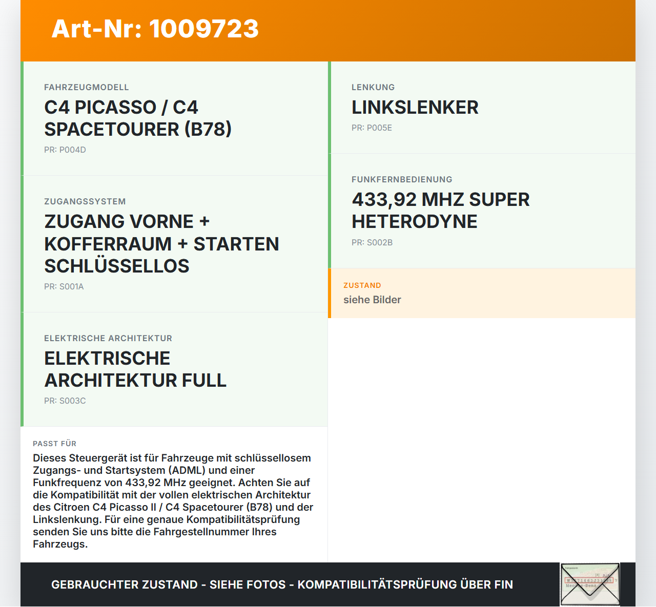 Citroen C4 Picasso II 13-22 Steuergerät SG ADML CEM0 BML Citroen C4 Picasso II 13-22 08.10.2014 9801695280-00... Vorschau 3
