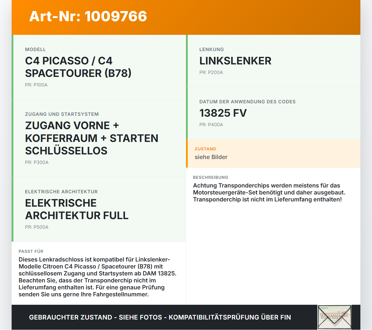 Citroen C4 Picasso II 13-22 Lenkradschloss Lenkradriegel Wegfahrsperre Citroen C4 Picasso II 13-22 08.10.2014... Vorschau 3