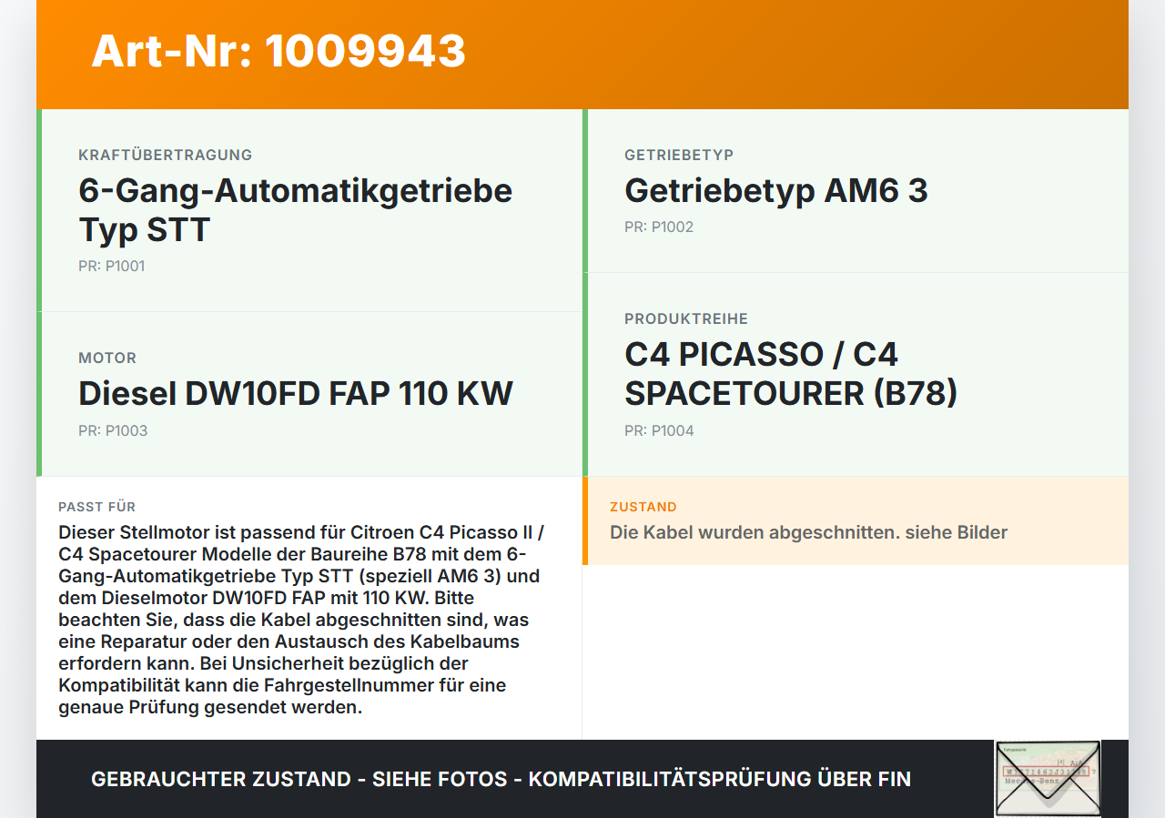 Citroen C4 Picasso II 13-22 Stellmotor Actuator für Getriebe Citroen C4 Picasso II 13-22 08.10.2014 980200628A... Vorschau 3