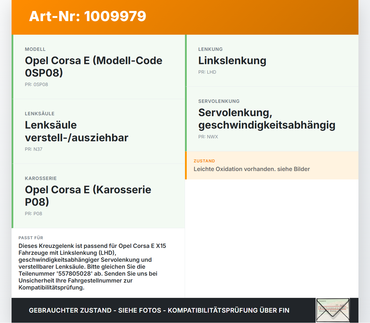 Opel Corsa E X15 14-19 Kreuzgelenk Lenkungsteil Gelenkwelle Opel Corsa E X15 14-19 25.02.2015 39017425 557805028... Vorschau 3