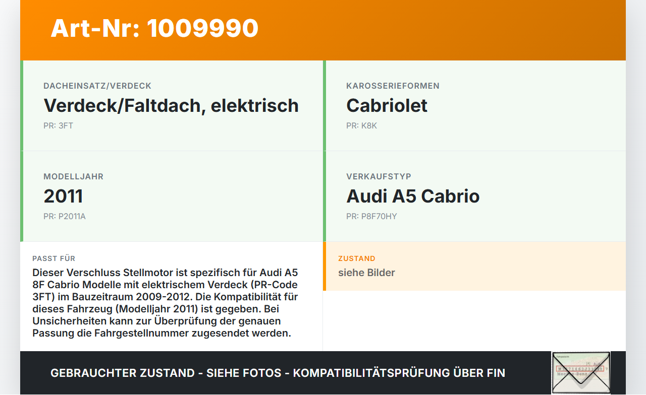 Audi A5 8F Cabrio 09-12 Cabrio Verschluss Stellmotor für Verdeck Audi A5 8F Cabrio 09-12 05.05.2011 8F0959731... Vorschau 3