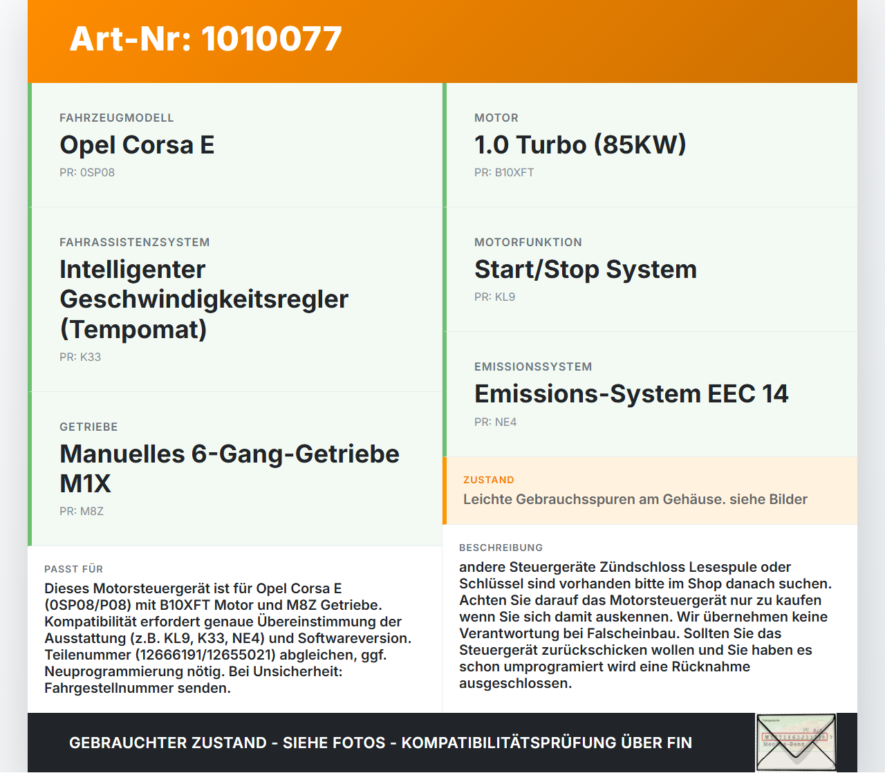 Opel Corsa E X15 14-19 1,0 85KW Motorsteuergerät Steuergerät ECU Engine Control Unit Opel Corsa E X15 14-19... Vorschau 3