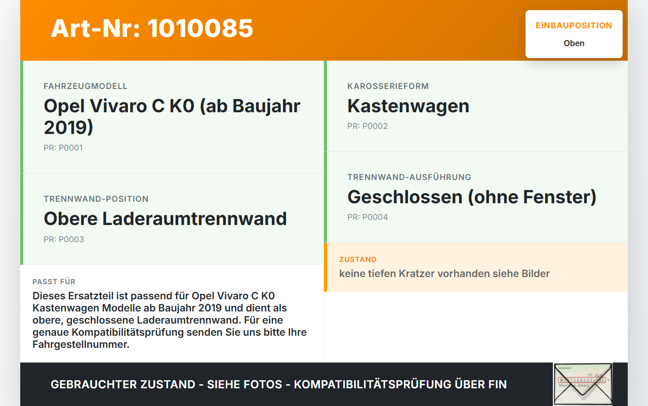 Opel Vivaro C K0 19-25 Kasten Trennwand Abtrennung Laderaumteiler Oben Opel Vivaro C K0 19-25 19.08.2020 gebraucht Vorschau 3