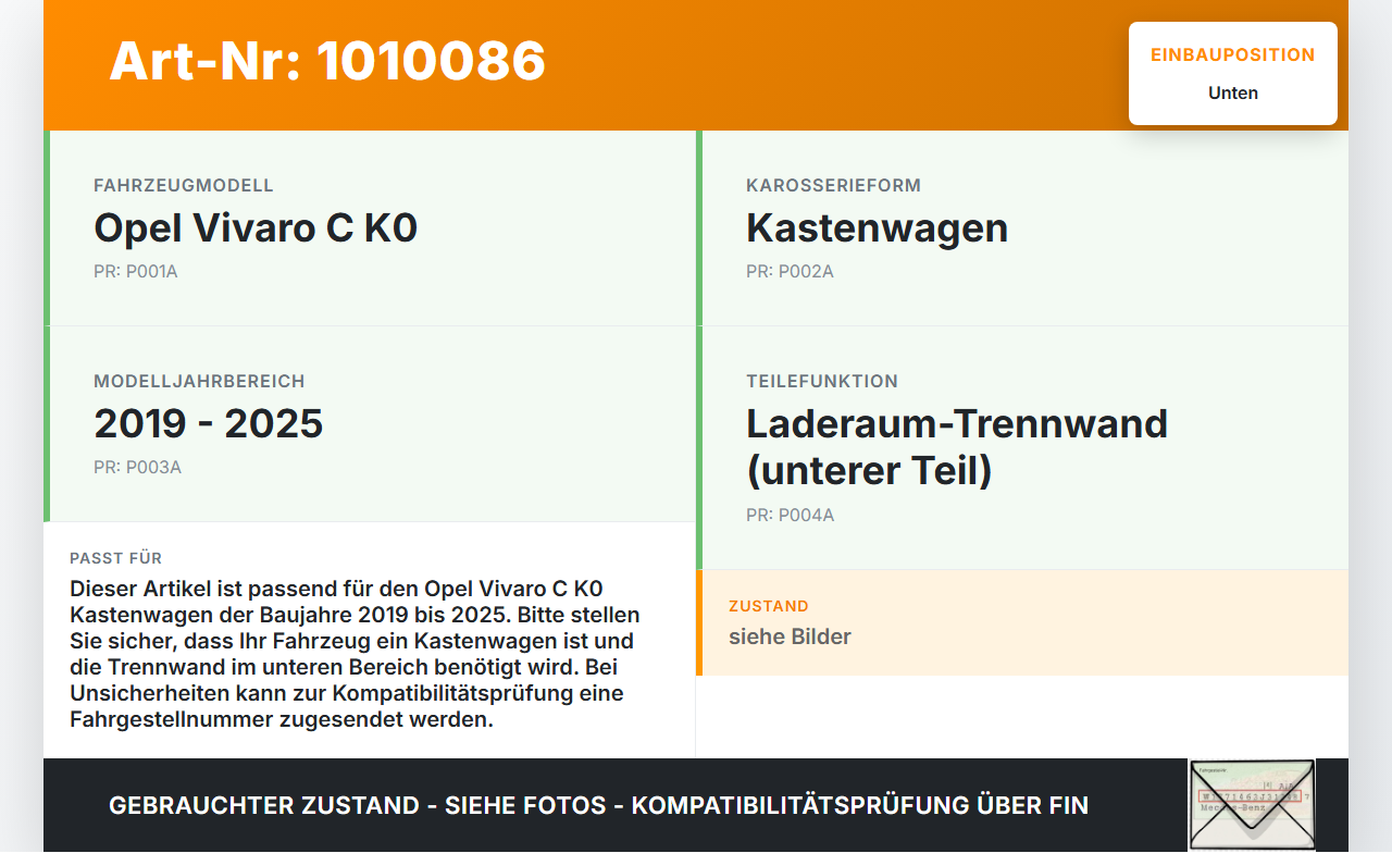 Opel Vivaro C K0 19-25 Kasten Trennwand Abtrennung Laderaumteiler Unten Opel Vivaro C K0 19-25 19.08.2020 gebraucht Vorschau 3