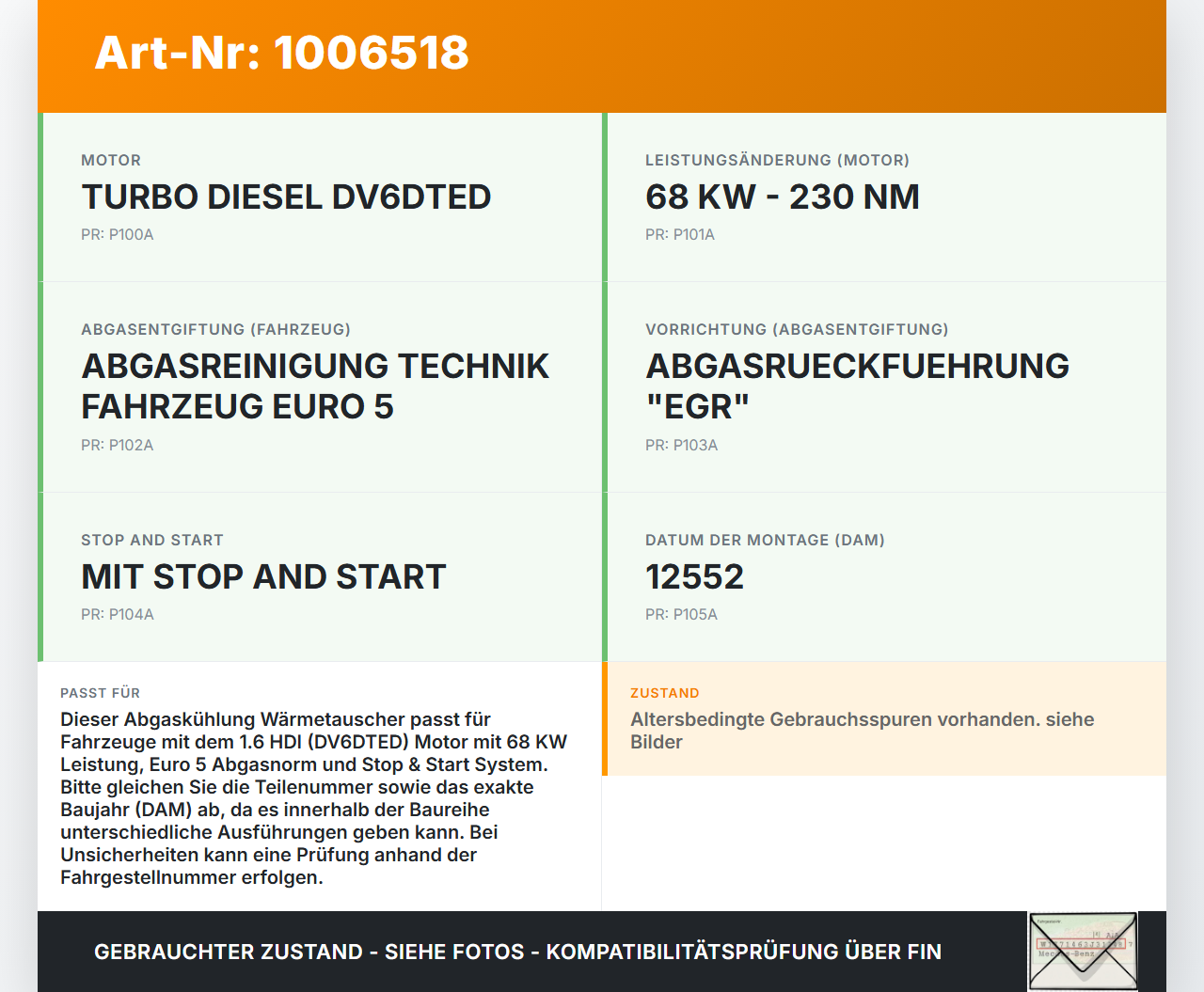Citroen C3 II SC 09-13 HDI 1,6 68KW Abgaskühlung Wärmetauscher für AGR Citroen C3 II SC 09-13 03.05.2011 162644... Vorschau 3