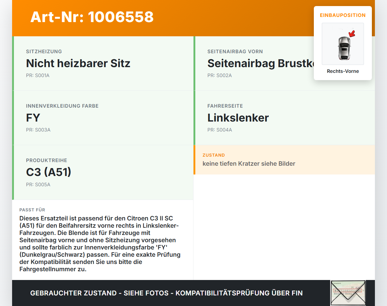 Citroen C3 II SC 09-13 Blende Verkleidung Seitenverkleidung für Beifahrersitz Rechts Vorne Citroen C3 II SC 09-13... Vorschau 3
