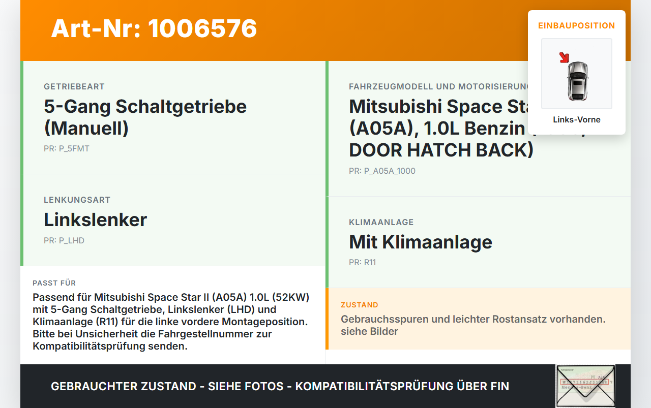 Mitsubishi Space Star II 16-19 1,0 52KW Motorhalter Motorlager Links Vorne Mitsubishi Space Star II 16-19... Vorschau 3