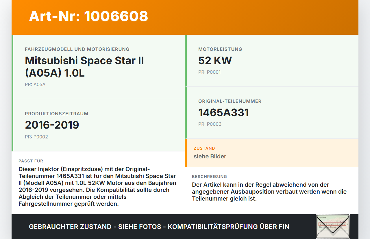Mitsubishi Space Star II 16-19 1,0 52KW Injektor Einspritzdüse Zyl.3 Mitsubishi Space Star II 16-19 07.09.2017... Vorschau 3