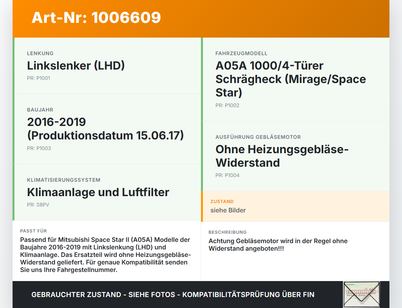 Mitsubishi Space Star II 16-19 Gebläsemotor Lüftermotor Heizungsgebläse Mitsubishi Space Star II 16-19 07.09.2017... Vorschau 3
