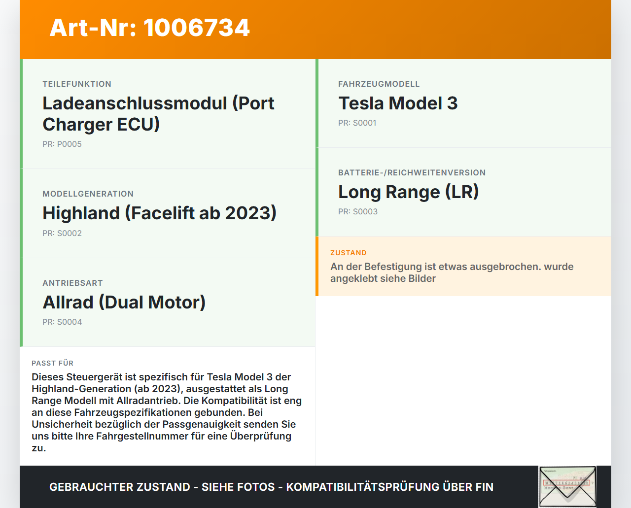 Tesla Model 3 LR Highland Steuergerät ECU Ladeanschlussmodul Port Charger Tesla Model 3 LR Highland 16.01.2024... Vorschau 3