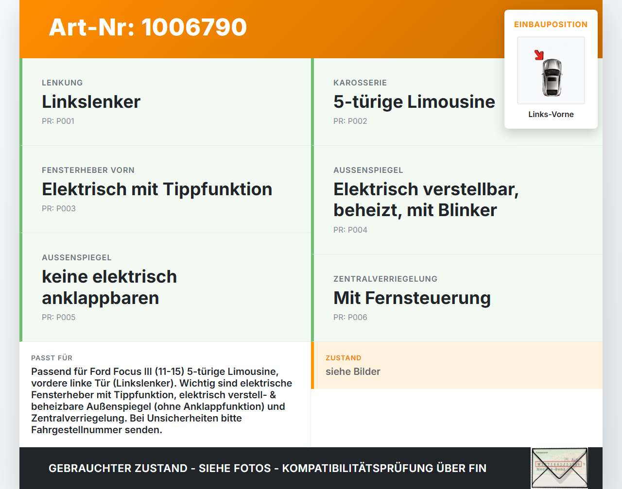 Ford Focus 3 III 11-15 Steuergerät ECU Modul SG für Tür Links Vorne Ford Focus 3 III 11-15 27.05.2014... Vorschau 3