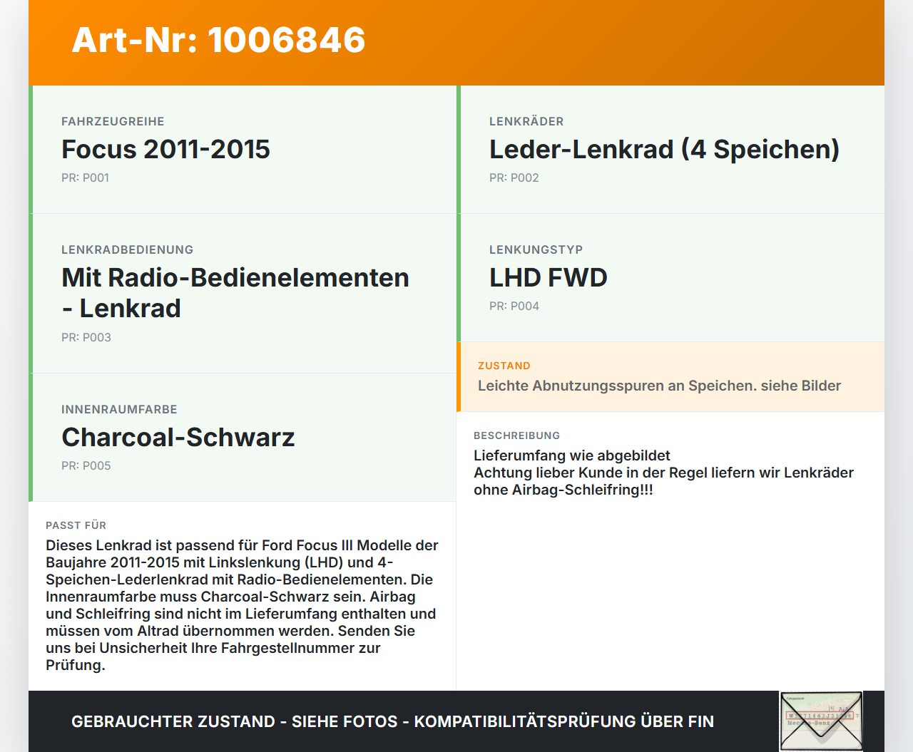 Ford Focus 3 III 11-15 Lenkrad ohne Airbag kaum Kratzer Ford Focus 3 III 11-15 27.05.2014 BM51-3600-AD3ZHE... Vorschau 3