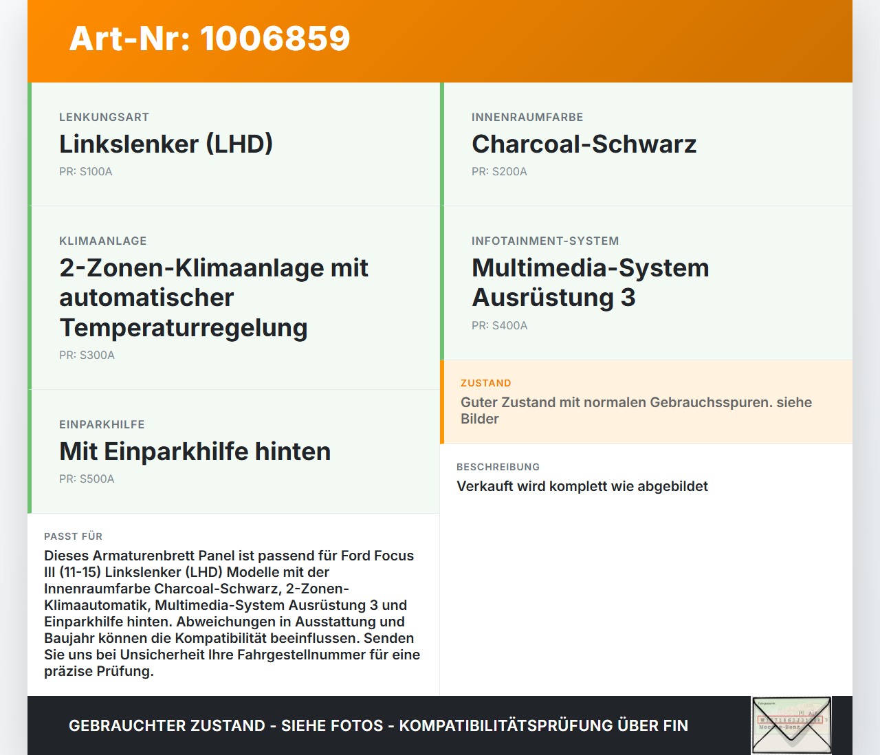 Ford Focus 3 III 11-15 Armaturenbrett Panel komplett Ford Focus 3 III 11-15 27.05.2014 621747600D BM51-A044A74-FB... Vorschau 3
