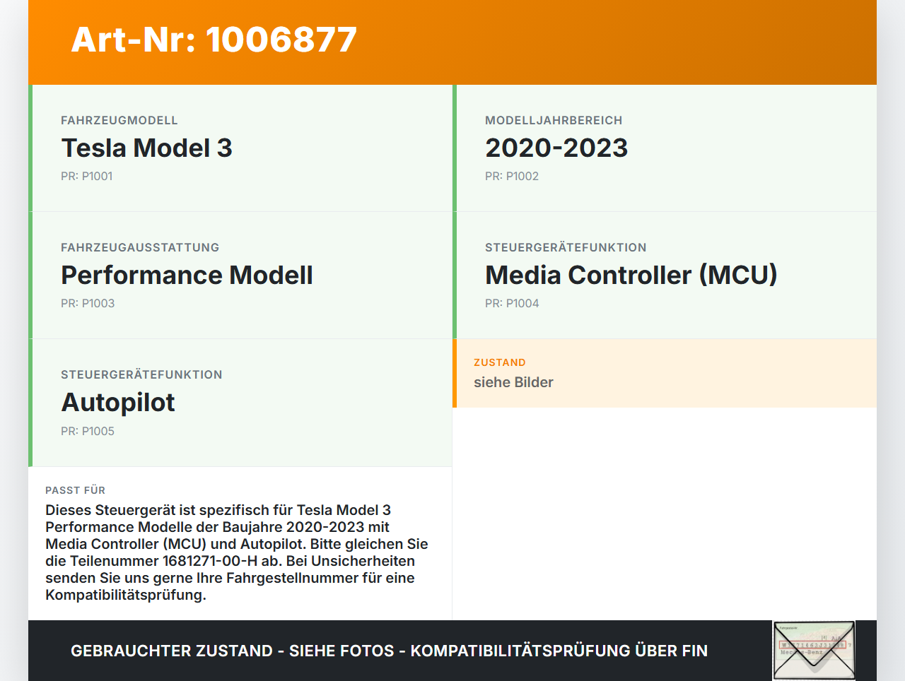 Tesla Model 3 Perf 20-23 Steuergerät ECU Modul SG für Media Kontroller MCU Autopilot Tesla Model 3 Perf 20-23... Vorschau 3