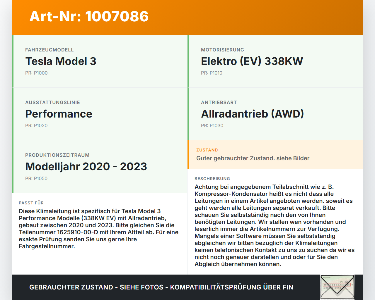 Tesla Model 3 Perf 20-23 EV  338KW Klimaleitung Klimaschlauch für Klimaanlage Tesla Model 3 Perf 20-23 18.04.2023... Vorschau 3