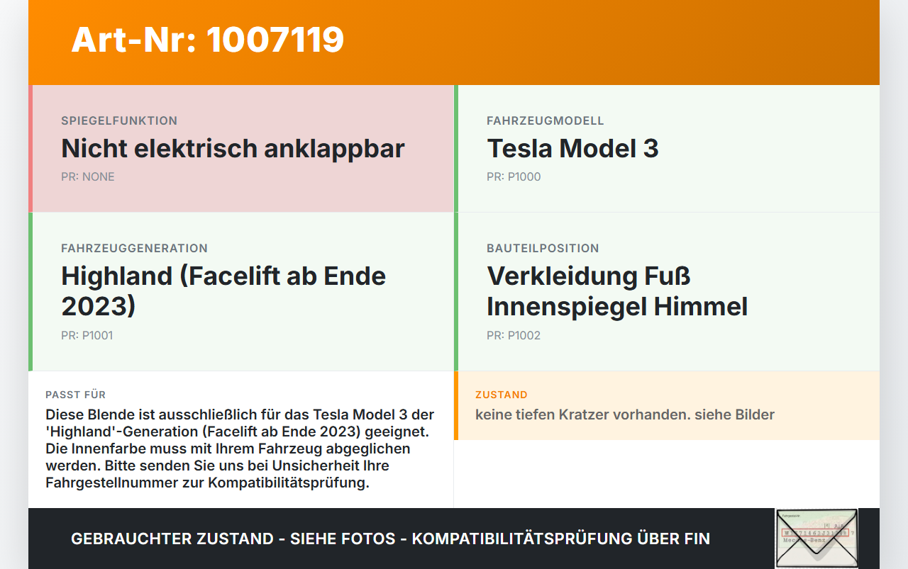 Tesla Model 3 LR Highland Blende Verkleidung Abdeckung für Himmel Innenspiegel Fuß Tesla Model 3 LR Highland... Vorschau 3