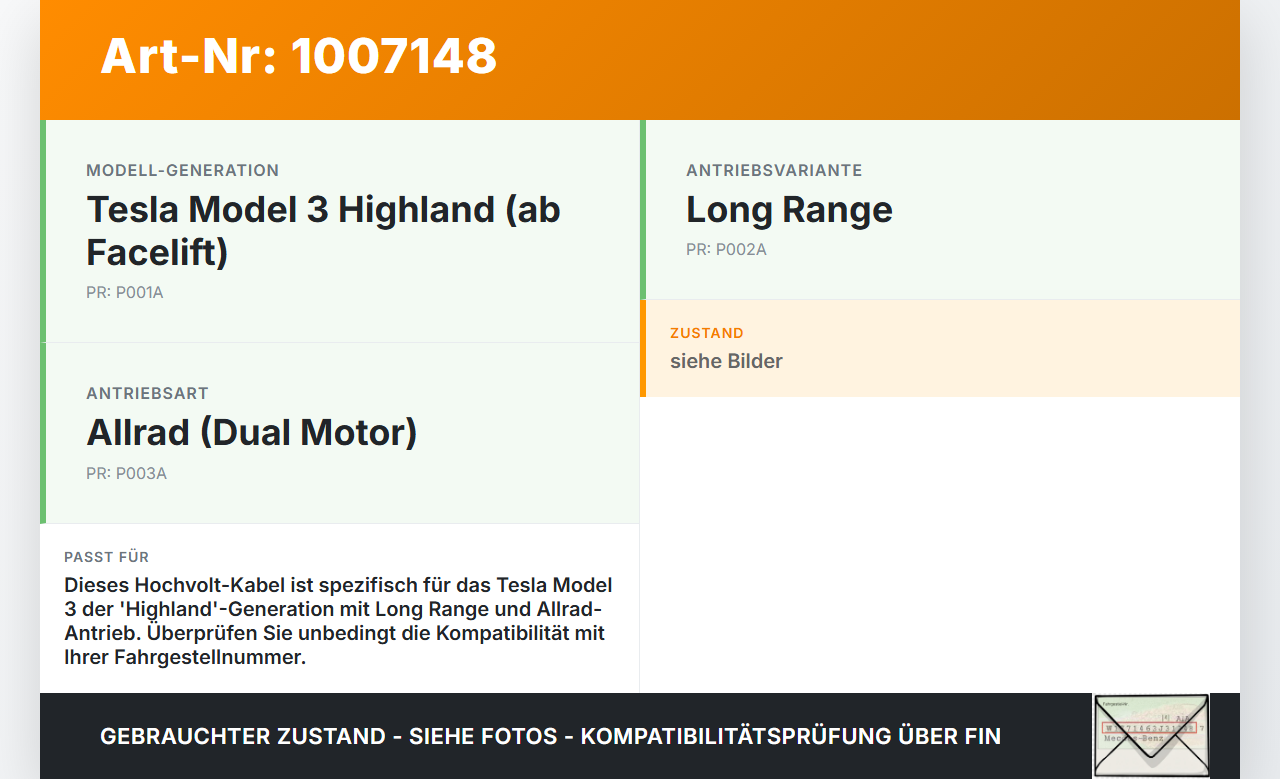 Tesla Model 3 LR Highland Hochvolt Kabel HV Kabelbaum Leitung Batterieladekabel Tesla Model 3 LR Highland... Vorschau 3