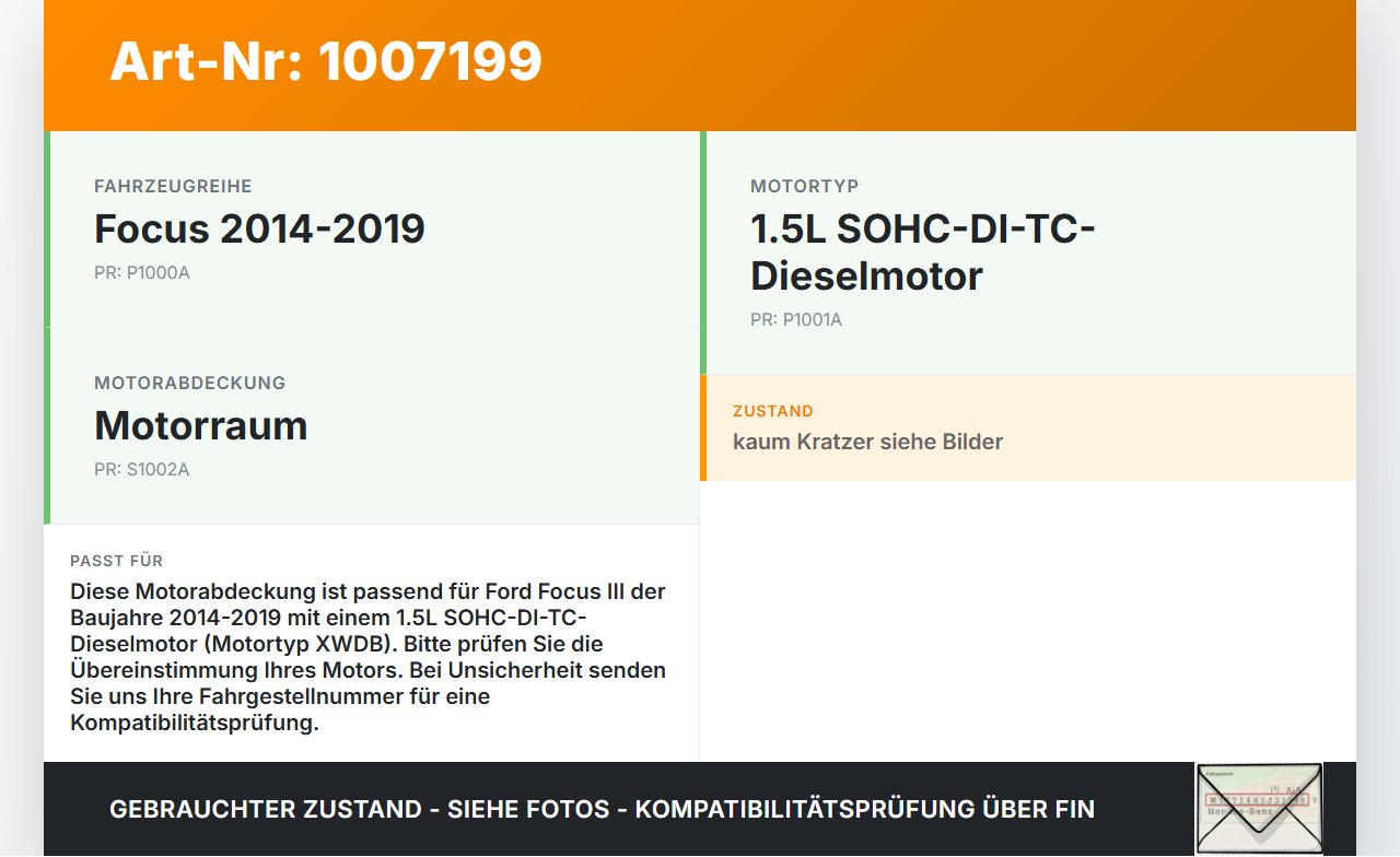 Ford Focus III 3 14-20 1,5 88KW XWDB16 XWDB Abdeckung für Motor Deckel Motorabdeckung Ford Focus III 3 14-20... Vorschau 3