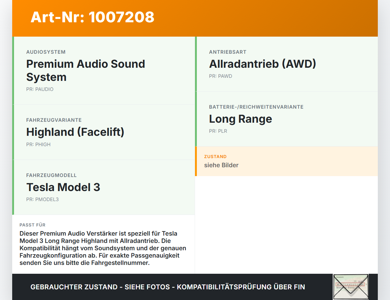 Tesla Model 3 LR Highland Verstärker Endstufe Premium Audio Sound System Tesla Model 3 LR Highland 16.01.2024... Vorschau 3