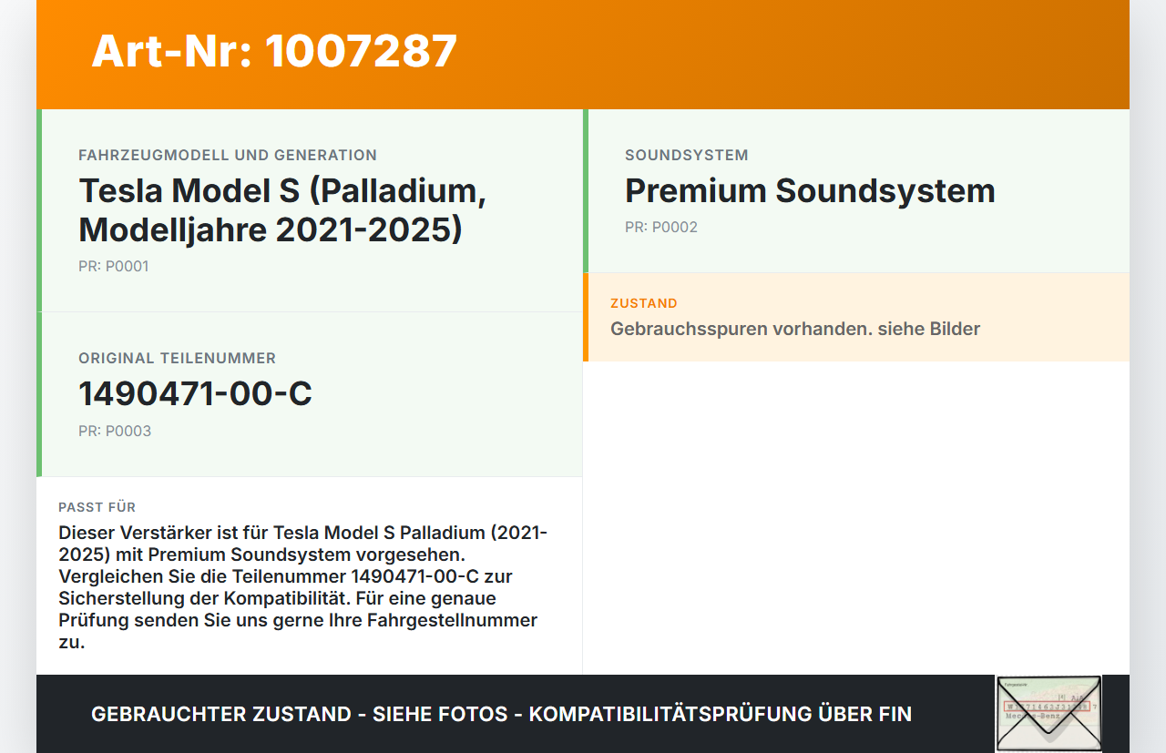 Tesla Model S Palladium 21-25 Verstärker Endstufe für Soundsystem Tesla Model S Palladium 21-25 30.07.2024... Vorschau 3