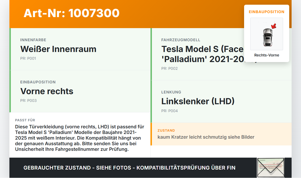 Tesla Model S Palladium 21-25 Türverkleidung Türpappe Rechts Vorne Tesla Model S Palladium 21-25 30.07.2024... Vorschau 3