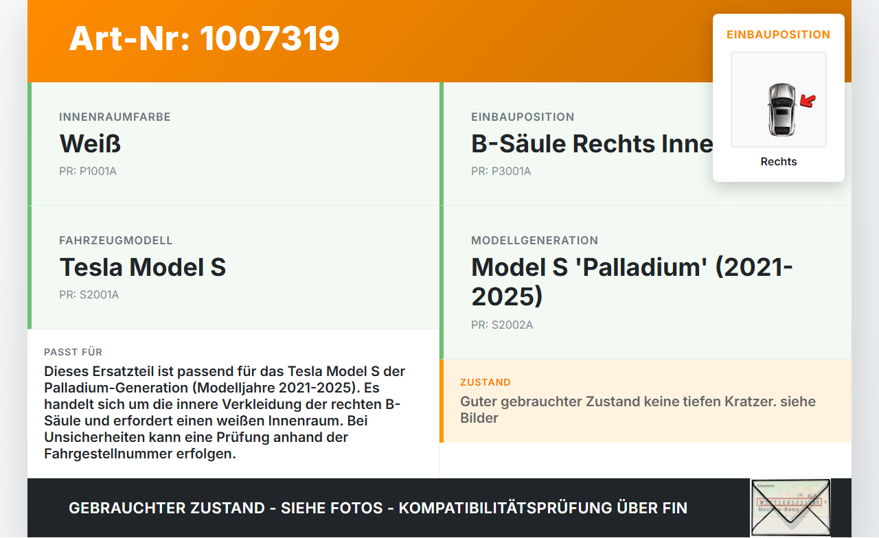 Tesla Model S Palladium 21-25 Verkleidung für B-Säule Rechts Innen Tesla Model S Palladium 21-25 30.07.2024... Vorschau 3