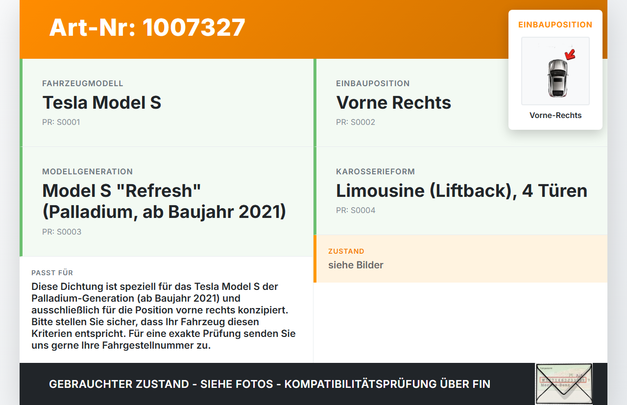 Tesla Model S Palladium 21-25 Dichtung für Türrahmen Fensterdichtung Vorne Rechts Tesla Model S Palladium 21-25... Vorschau 3