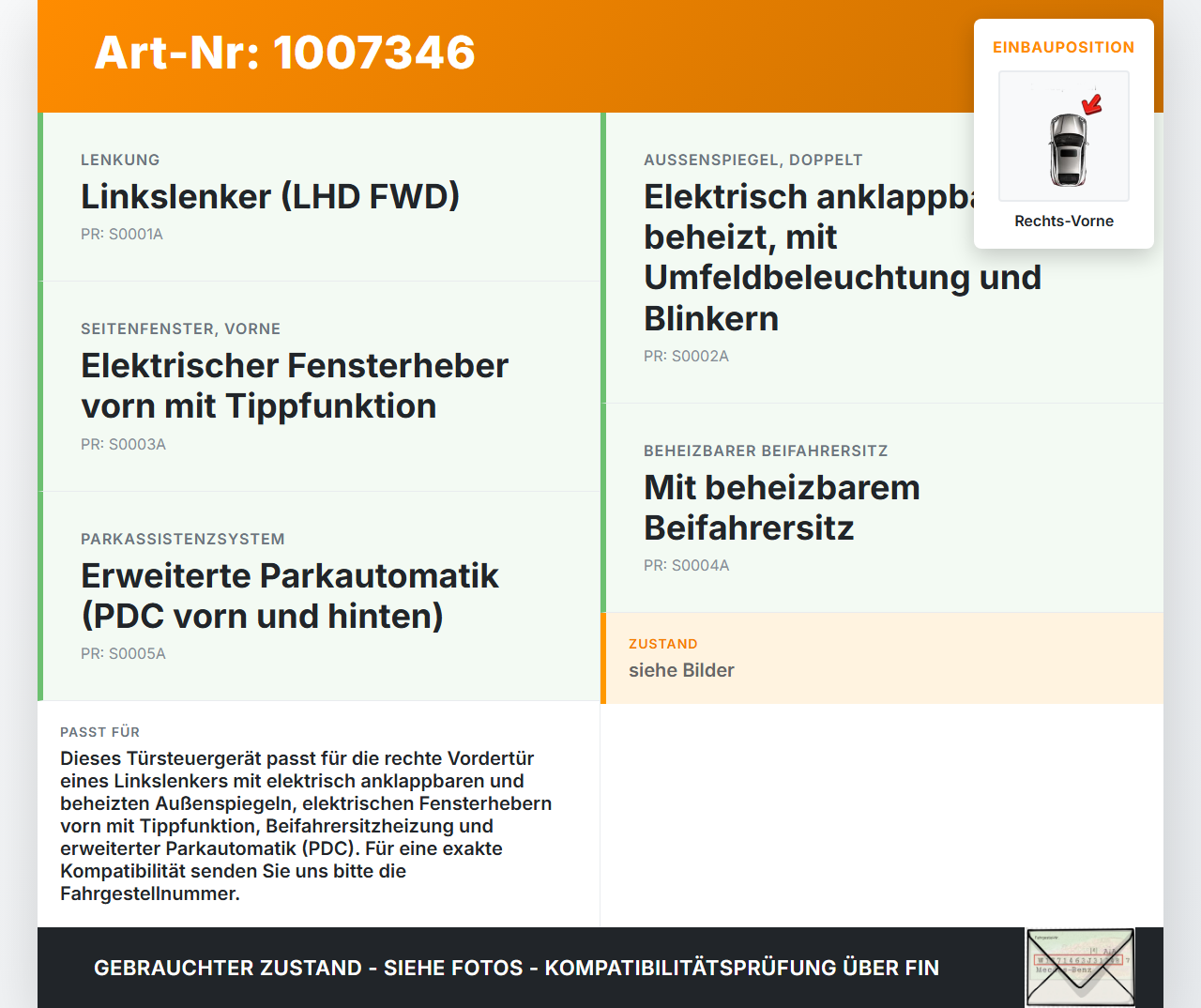 Ford Focus III 3 14-20 Steuergerät ECU Modul Türsteuergerät Rechts Vorne Ford Focus III 3 14-20 17.02.2015... Vorschau 3