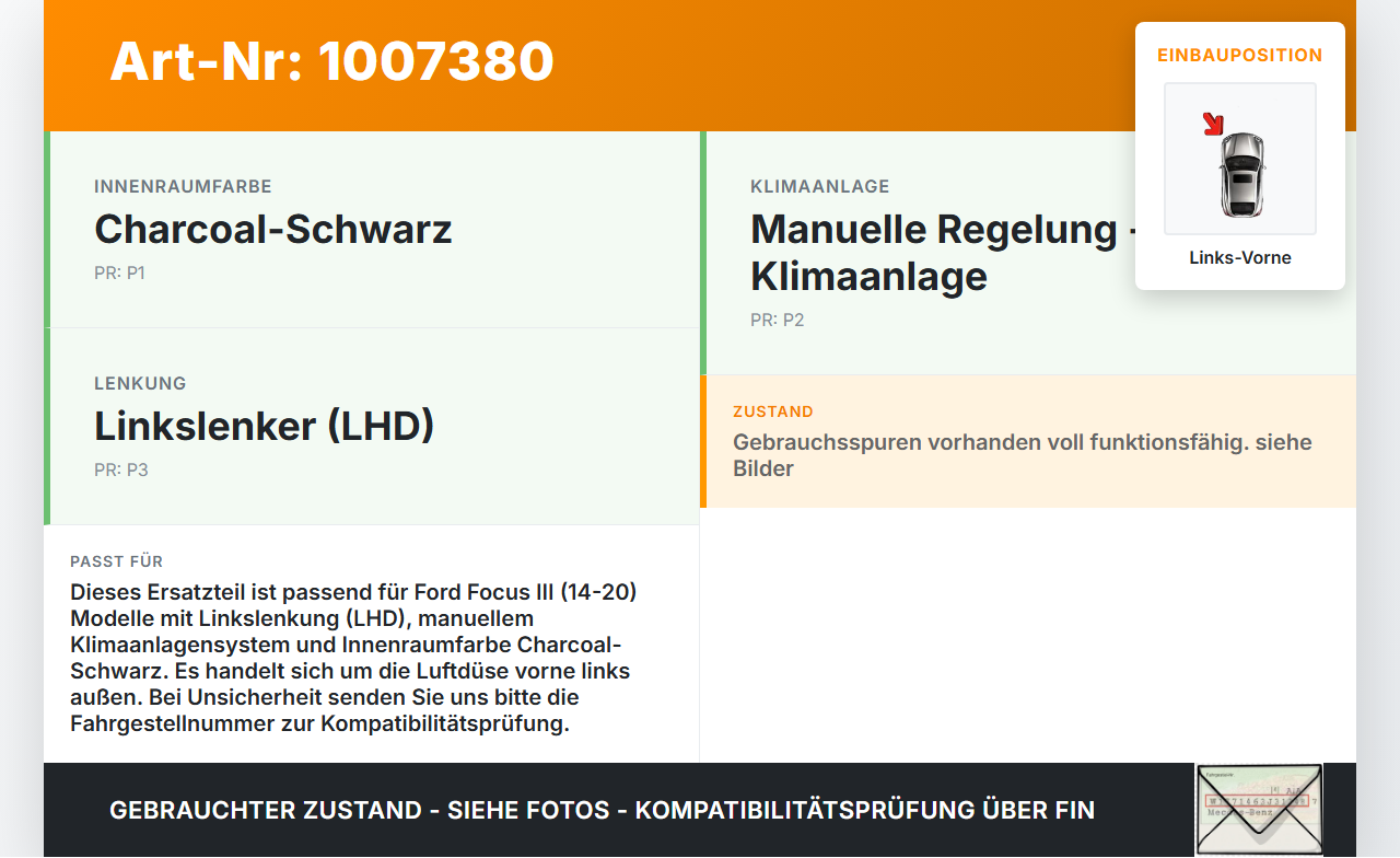 Ford Focus III 3 14-20 Luftdusche Luftdüse Links Vorne Aussen Ford Focus III 3 14-20 17.02.2015 F1EB-A018B09-AF3JA6... Vorschau 3
