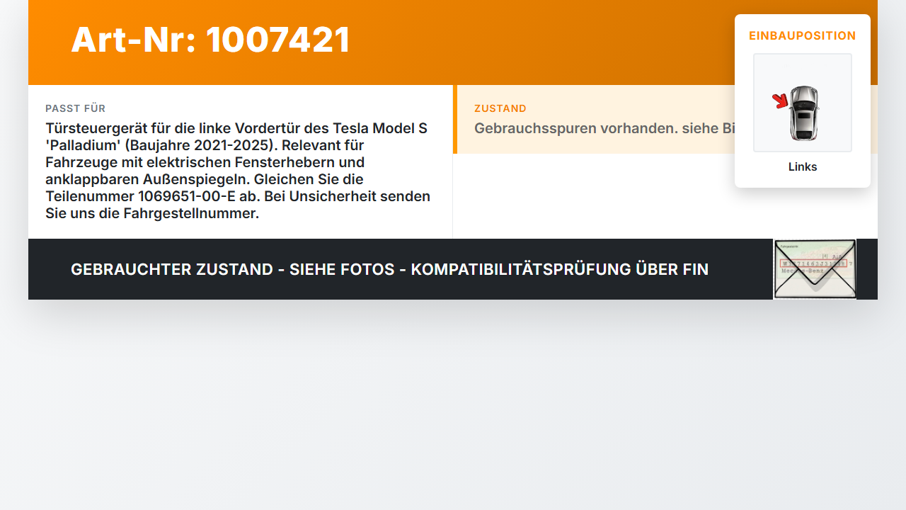Tesla Model S Palladium 21-25 Türsteuergerät Steuergerät Modul für Tür Links Tesla Model S Palladium 21-25... Vorschau 3