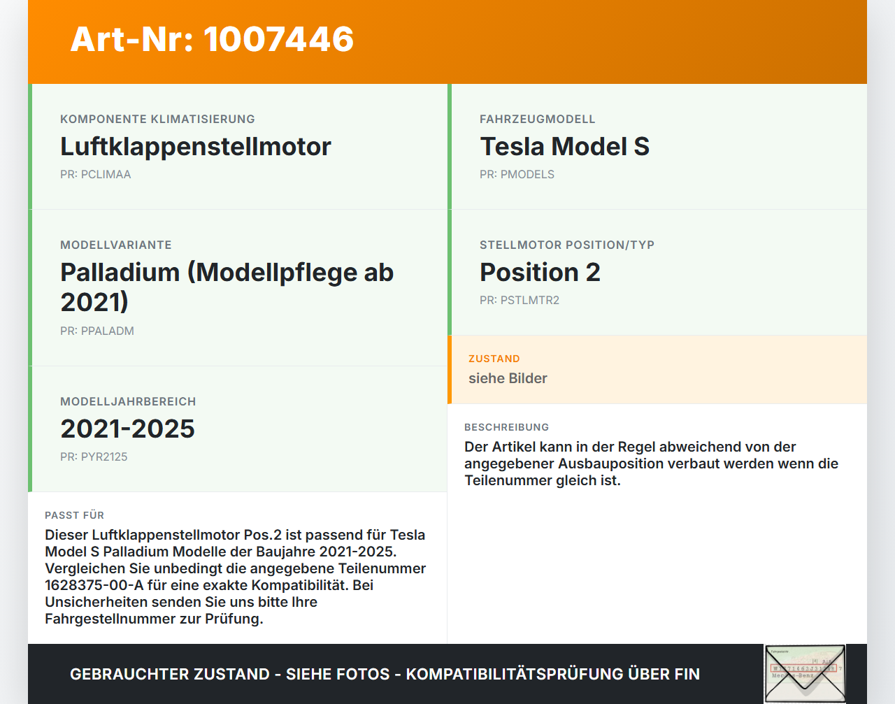 Tesla Model S Palladium 21-25 Luftklappenstellmotor Stellmotor Pos.2 Tesla Model S Palladium 21-25 30.07.2024... Vorschau 3