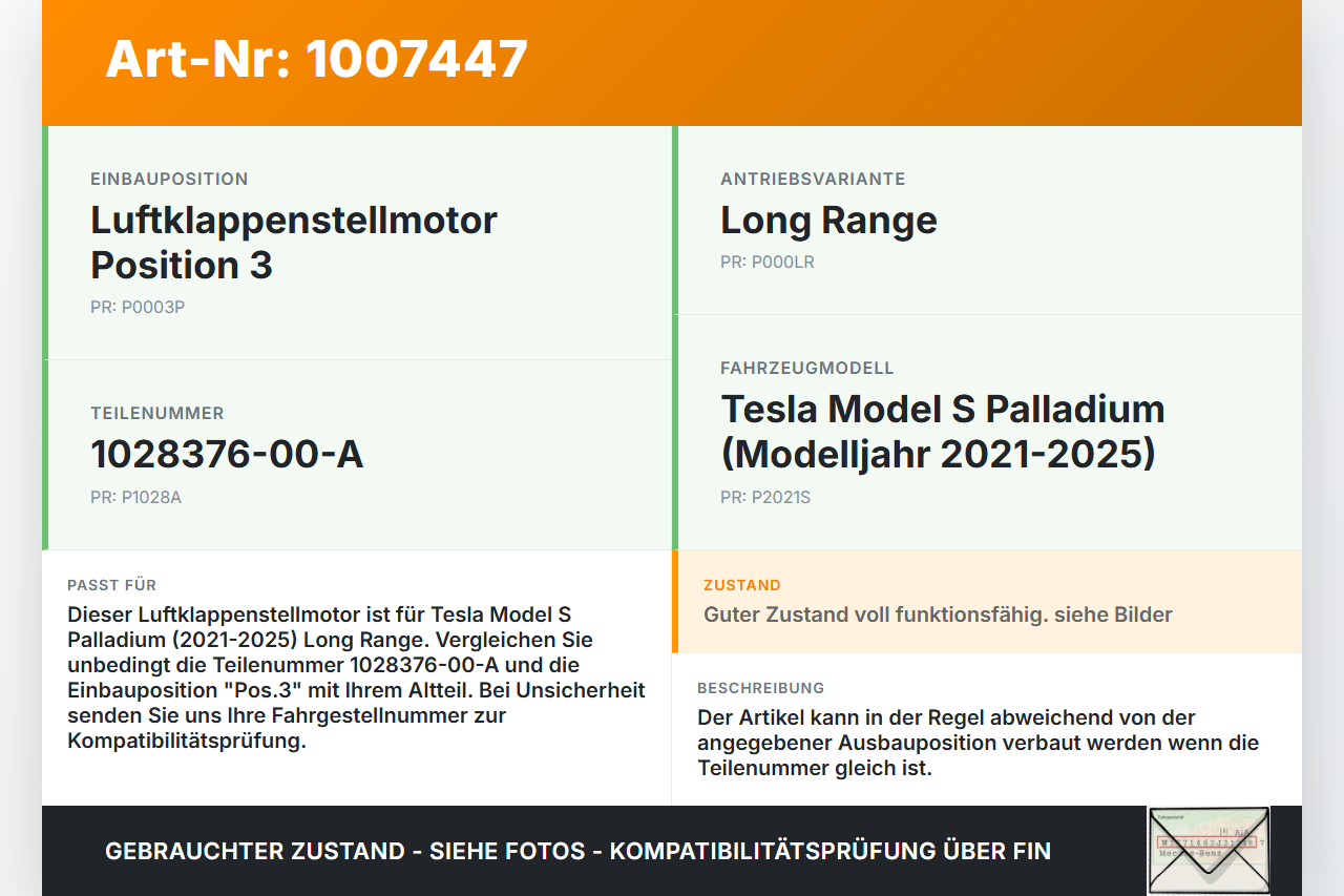 Tesla Model S Palladium 21-25 Luftklappenstellmotor Stellmotor Pos.3 Tesla Model S Palladium 21-25 30.07.2024... Vorschau 3