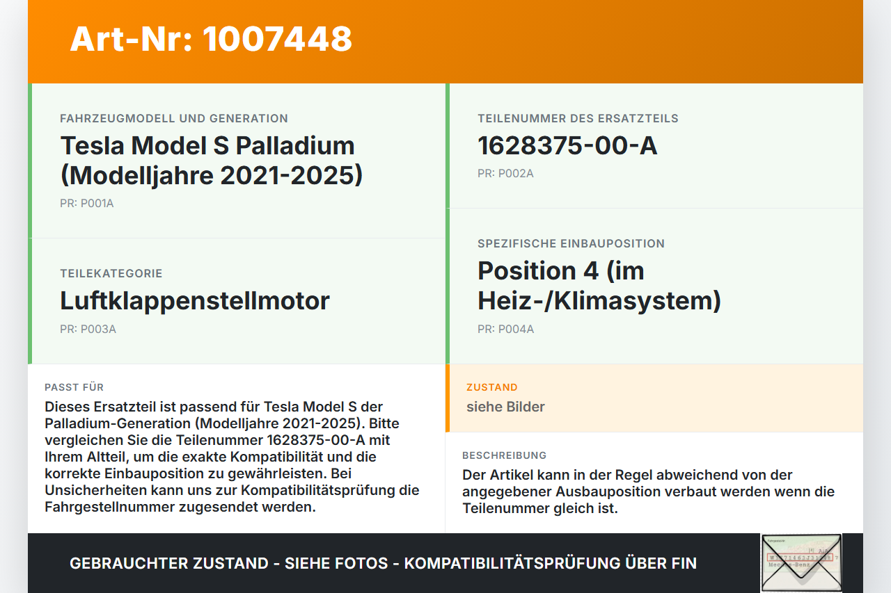 Tesla Model S Palladium 21-25 Luftklappenstellmotor Stellmotor Pos.4 Tesla Model S Palladium 21-25 30.07.2024... Vorschau 3
