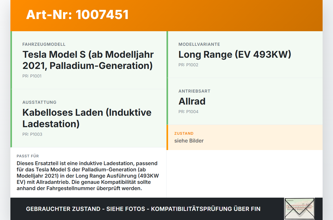 Tesla Model S Palladium 21-25 EV  493KW Induktive Ladestation Kabelloses Laden Tesla Model S Palladium 21-25... Vorschau 3