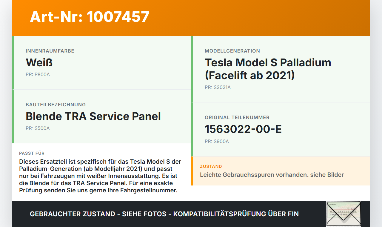 Tesla Model S Palladium 21-25 Blende Verkleidung Abdeckung TRA Service Panel Tesla Model S Palladium 21-25... Vorschau 3