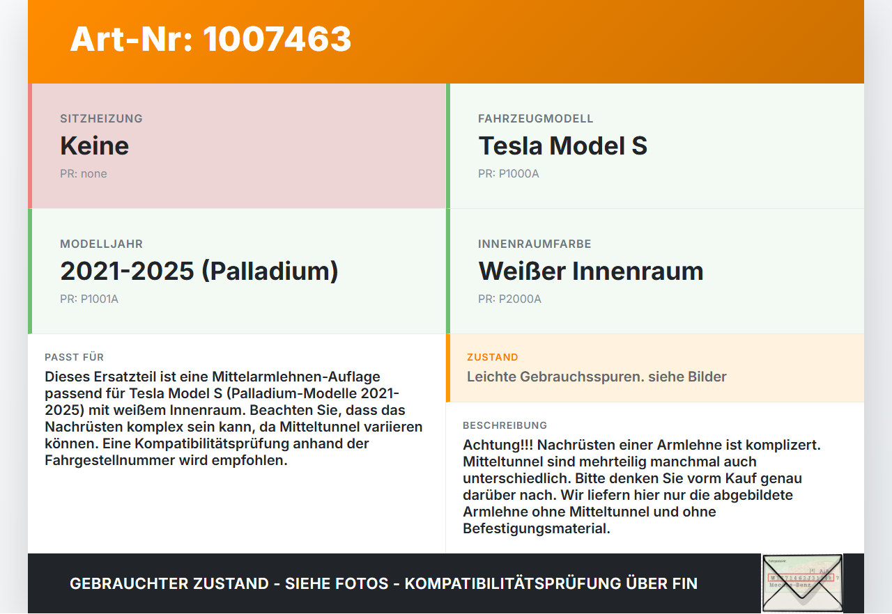 Tesla Model S Palladium 21-25 Armlehne Mittelarmlehne Auflage Tesla Model S Palladium 21-25 30.07.2024 1622628-02-C... Vorschau 3