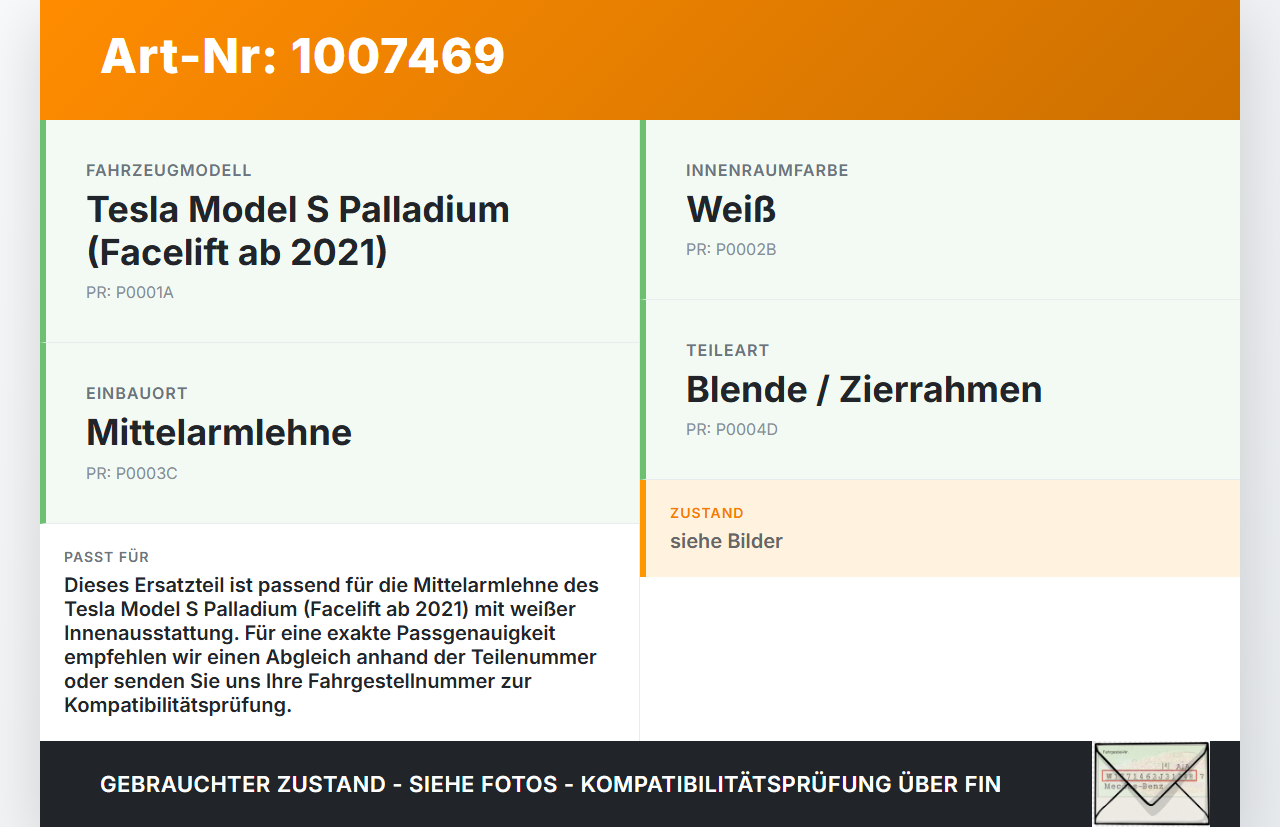 Tesla Model S Palladium 21-25 Blende Verkleidung Zierrahmen für Mittelarmlehne Tesla Model S Palladium 21-25... Vorschau 3