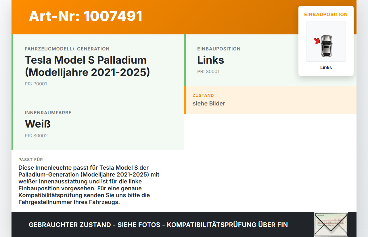 Tesla Model S Palladium 21-25 Innenleuchte Innenraumleuchte Links Tesla Model S Palladium 21-25 30.07.2024... Vorschau 3