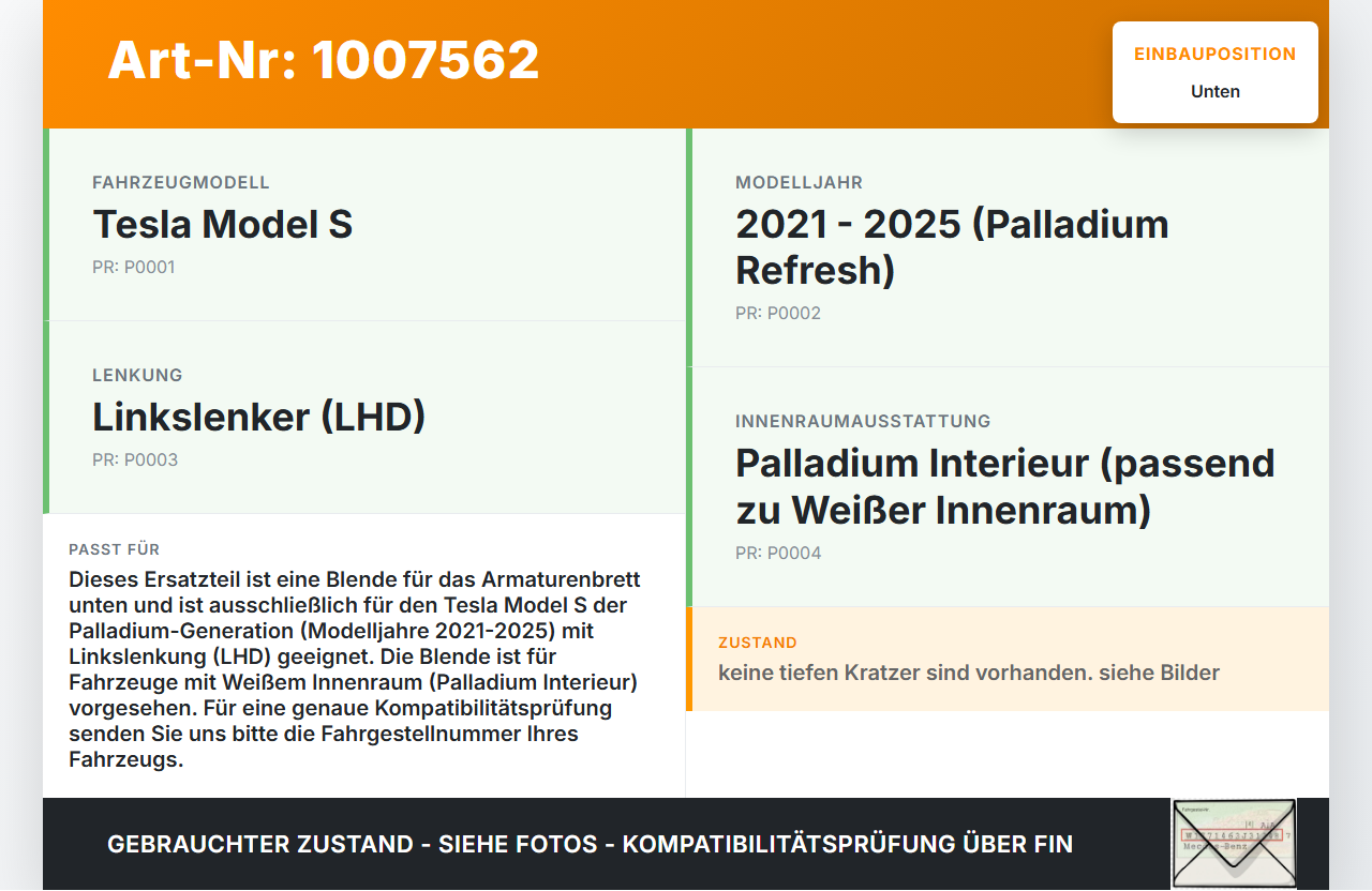 Tesla Model S Palladium 21-25 Blende für Armaturenbrett Abdeckung Unten Tesla Model S Palladium 21-25 30.07.2024... Vorschau 3
