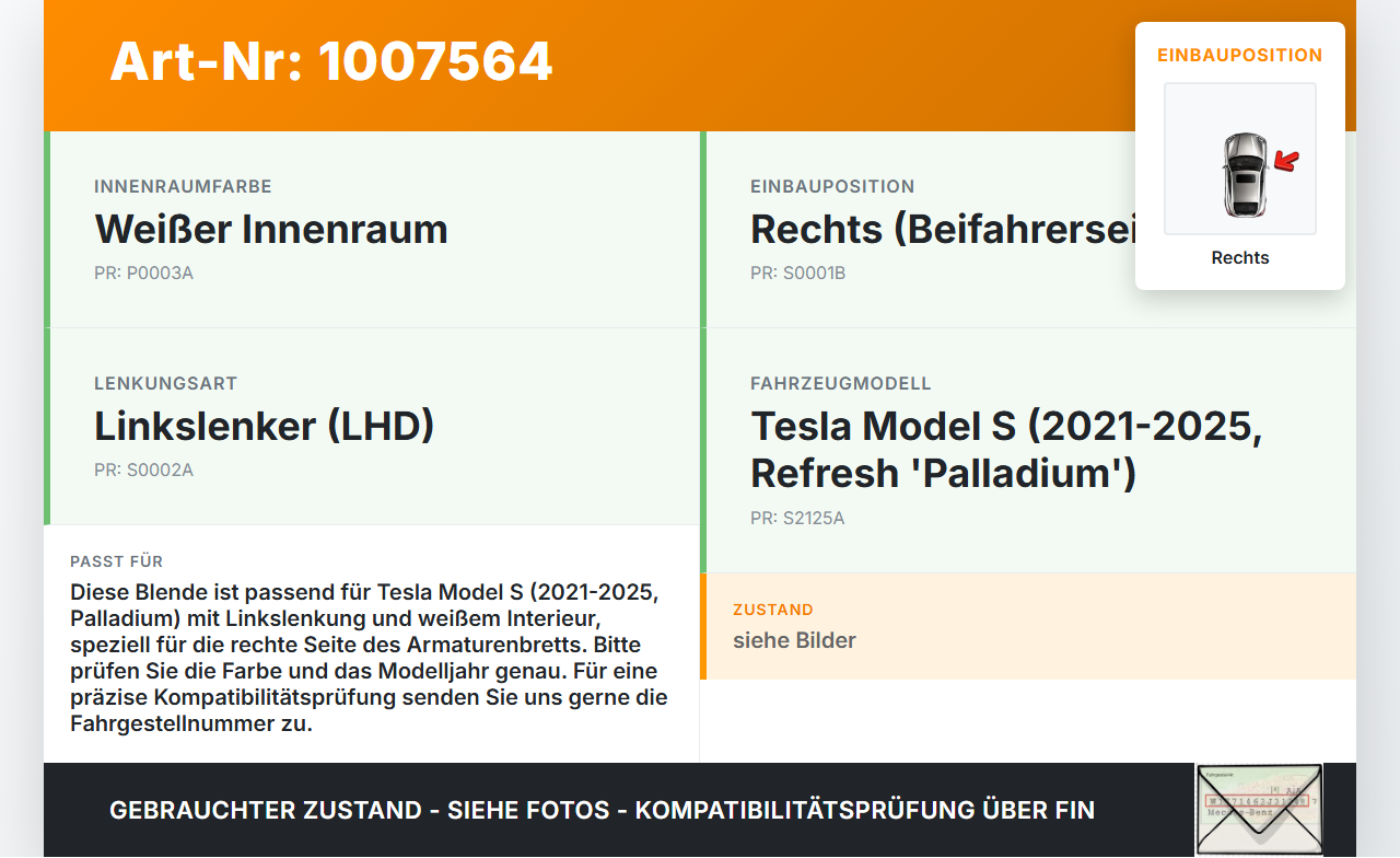 Tesla Model S Palladium 21-25 Blende für Armaturenbrett Abdeckung Rechts Tesla Model S Palladium 21-25 30.07.2024... Vorschau 3