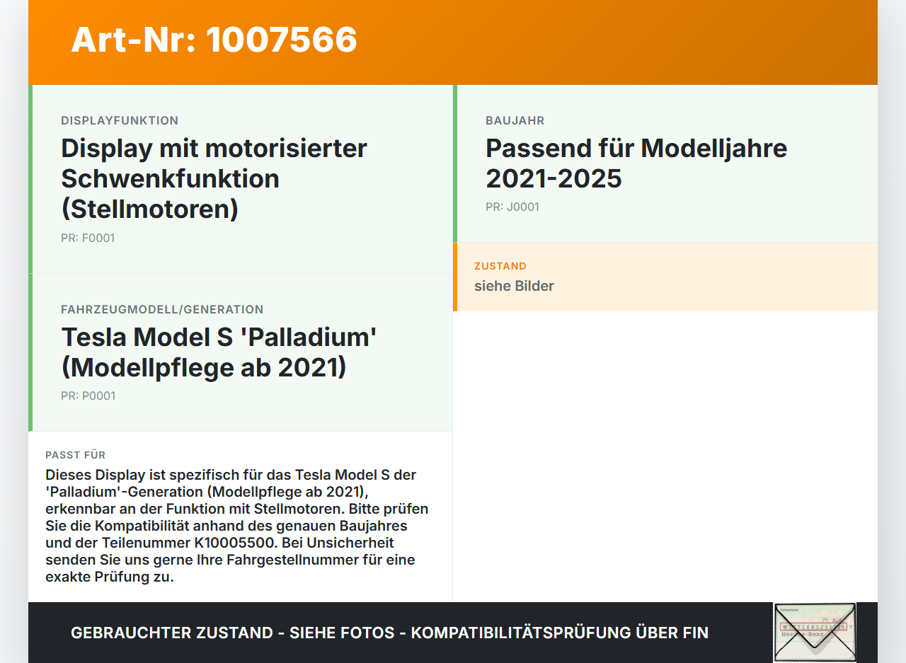 Tesla Model S Palladium 21-25 Bildschirm Display Monitor mit Stellmotoren Tesla Model S Palladium 21-25 30.07.2024... Vorschau 3
