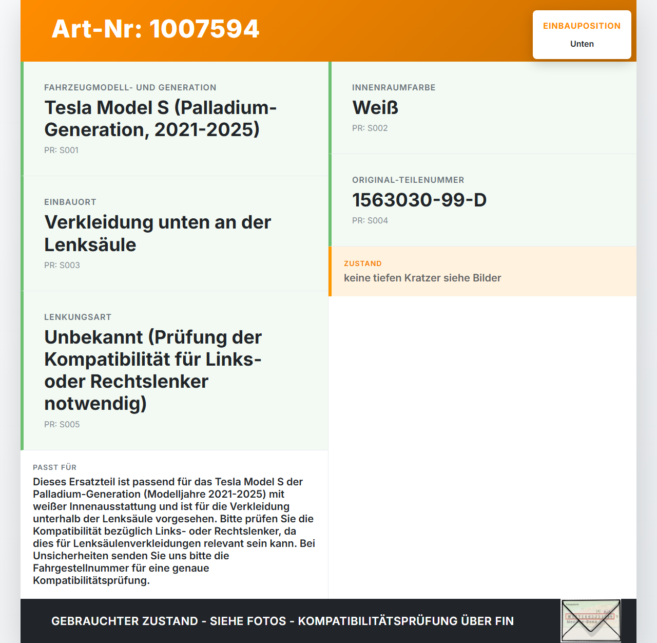Tesla Model S Palladium 21-25 Verkleidung Abdeckung Unten für Lenksäule Tesla Model S Palladium 21-25 30.07.2024... Vorschau 3