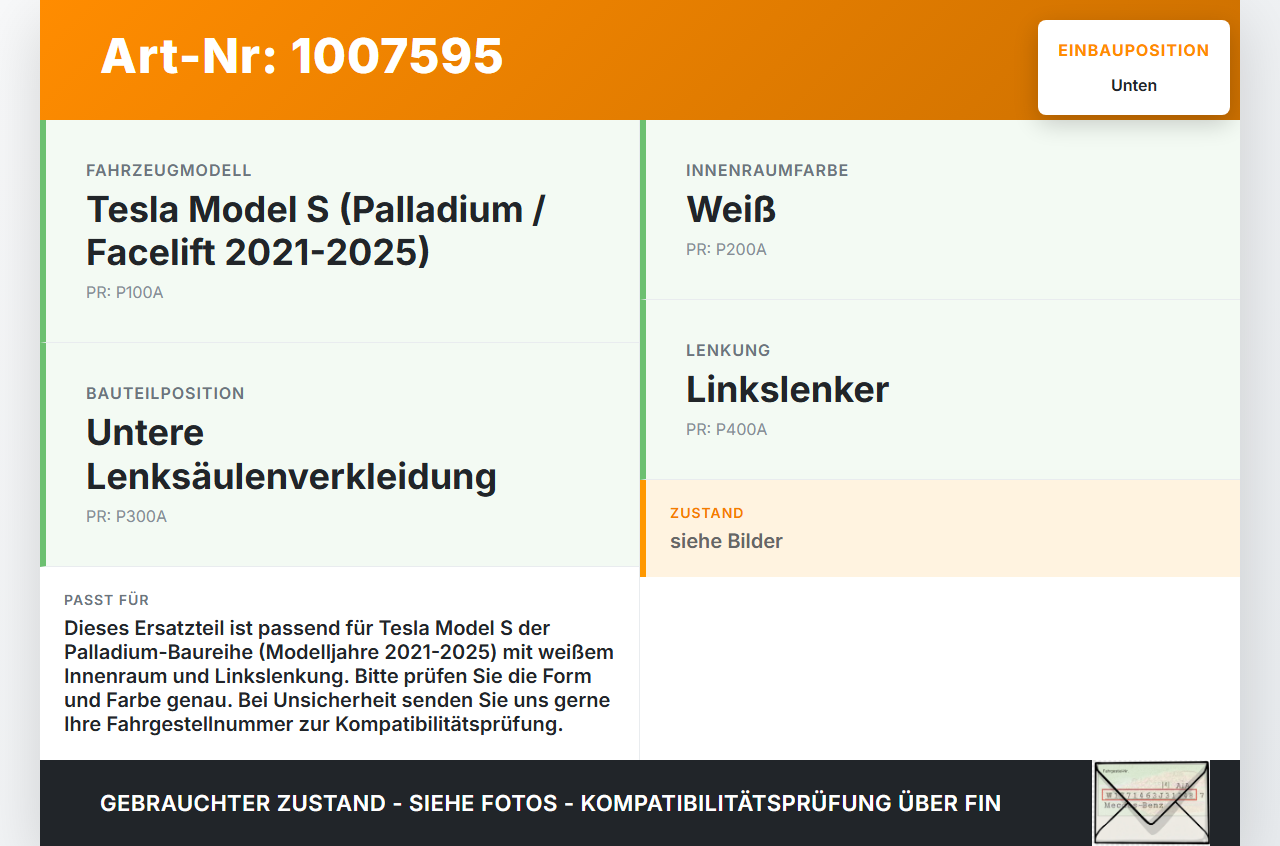 Tesla Model S Palladium 21-25 Verkleidung Abdeckung Unten für Lenksäule Tesla Model S Palladium 21-25 30.07.2024... Vorschau 3