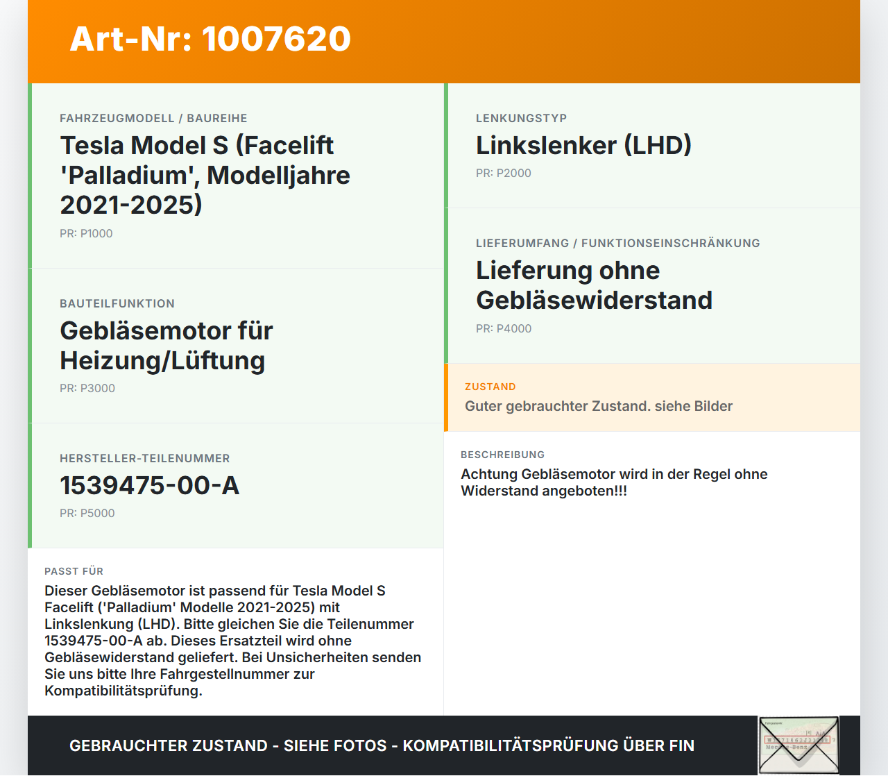 Tesla Model S Palladium 21-25 Gebläsemotor Lüftermotor Heizungsgebläse Tesla Model S Palladium 21-25 30.07.2024... Vorschau 3